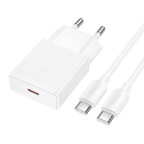 Сетевое зарядное устройство с кабелем HOCO N72 Speed single-port PD20W ultra-thin charger set(C to C)(EU) 325987032 фото