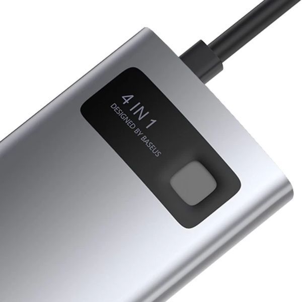 USB-хаб Baseus Metal Gleam Series 4-in-1 Multifunctional Type-C HUB Docking Station Gray（Type-C to HDMI*1+USB3.0*1+USB2.0*1+PD*1） 799347347 фото