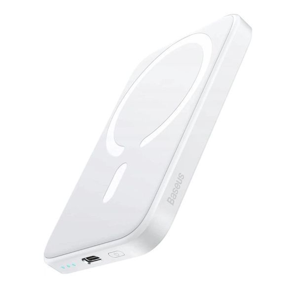 Зовнішній акумулятор Baseus Magnetic Mini Air Wireless Fast Charge Power Bank 6000mAh 20W Stellar White（With Simple Series Charging Cable Type-C to 420633887 фото