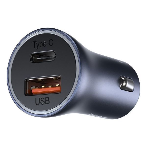 Автомобільний зарядний пристрій Baseus Golden Contactor Pro Dual Car Charger U+C 40W (With Cable Type-C/ iP 1m) Dark Grey 205135734 фото