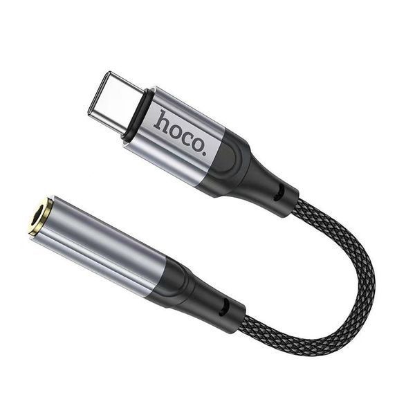 Аудiокабель HOCO LS36 Type-C to 3.5 female, nylon braid, 0.12m, Black 170262571 фото