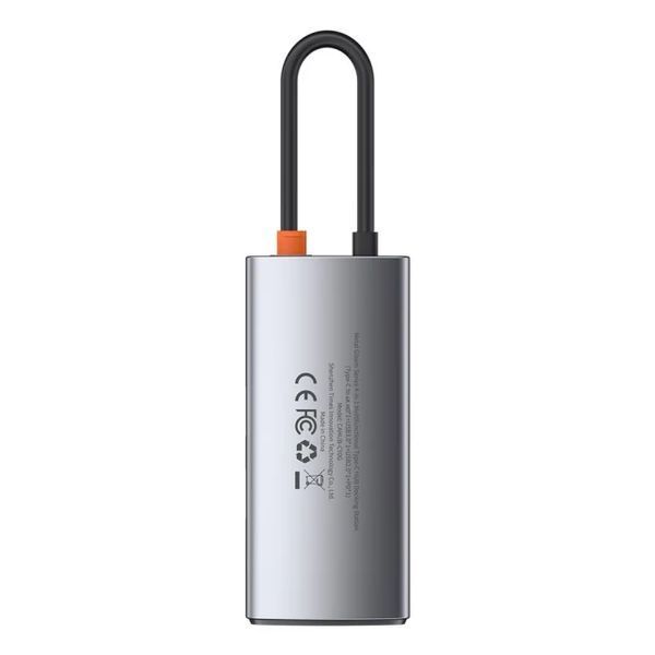 USB-хаб Baseus Metal Gleam Series 4-in-1 Multifunctional Type-C HUB Docking Station Gray（Type-C to HDMI*1+USB3.0*1+USB2.0*1+PD*1） 799347347 фото
