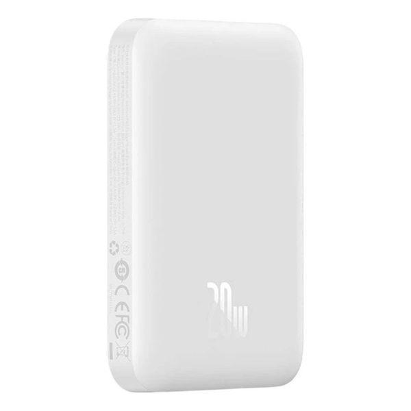 Зовнішній акумулятор Baseus Magnetic Mini Air Wireless Fast Charge Power Bank 6000mAh 20W Stellar White（With Simple Series Charging Cable Type-C to 420633887 фото