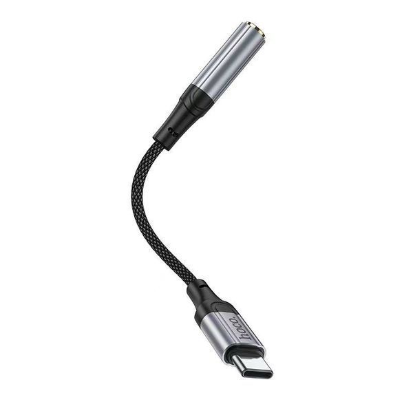 Аудiокабель HOCO LS36 Type-C to 3.5 female, nylon braid, 0.12m, Black 170262571 фото