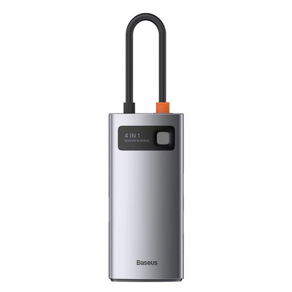 USB-хаб Baseus Metal Gleam Series 4-in-1 Multifunctional Type-C HUB Docking Station Gray（Type-C to HDMI*1+USB3.0*1+USB2.0*1+PD*1） 799347347 фото