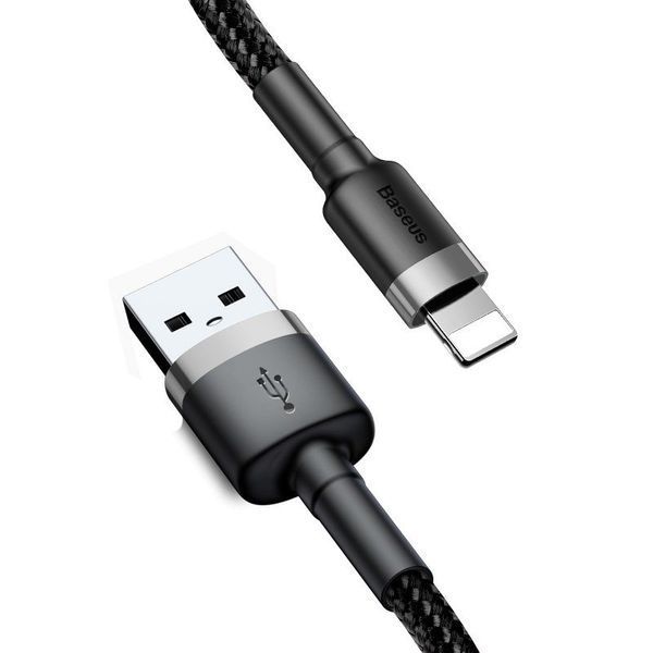 Кабель Baseus Cafule Cable USB For Lightning 2.4A 0.5m Gray+Black 662054638 фото