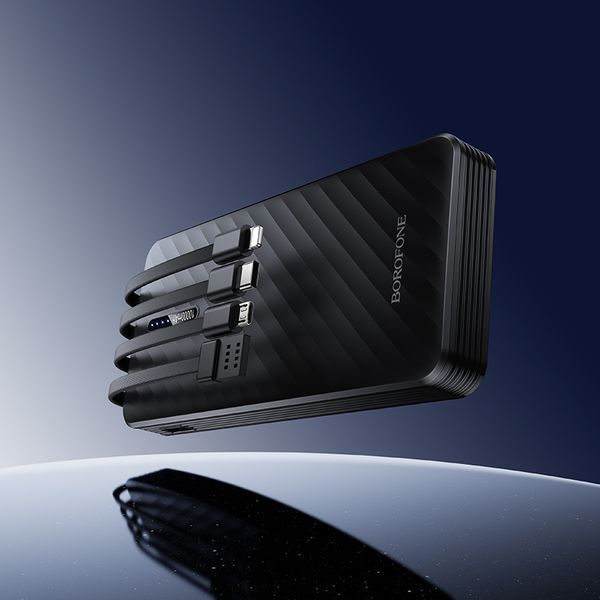 Зовнішній акумулятор BOROFONE BJ84 Smooth power bank with four cables(10000mAh) Black 384602844 фото