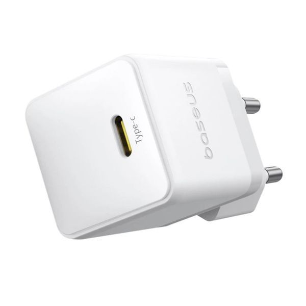 Сетевое зарядное устройство с кабелем Baseus Palm Fast Charger 1C 20W EU Moon White set USB-C to iP 20W 1m 115767885 фото