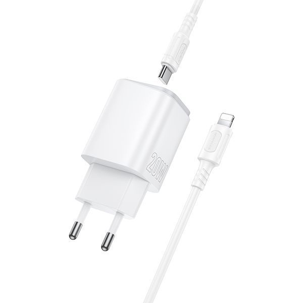 Мережевий зарядний пристрій BOROFONE BAS83A Star PD20W+QC3.0 charger set (C to iP) (EU) White 710530511 фото