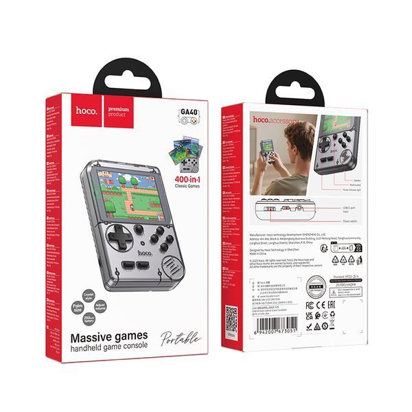 Портативна ігрова консоль HOCO GA40 250 mAh Brilliant vertical screen handheld game console Gray 670628510 фото