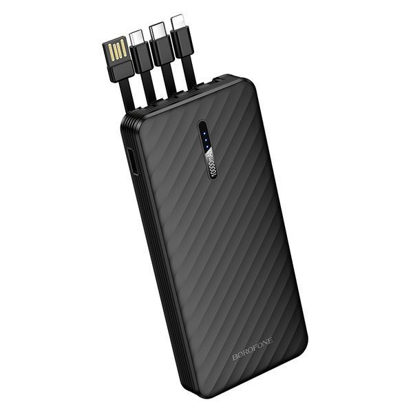 Зовнішній акумулятор BOROFONE BJ84 Smooth power bank with four cables(10000mAh) Black 384602844 фото