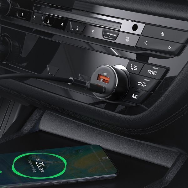 Автомобільний зарядний пристрій ACEFAST B12 60W (USB-A+USB-C) dual-port car charger Black 220605752 фото