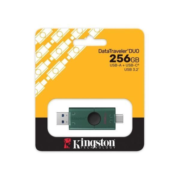 Флеш-накопичувач Kingston 256GB DataTraveler DuoG2 USB-A + USB-C 3.2 Gen 1 Black/Green 135092052 фото