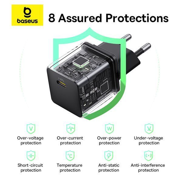 Мережевий зарядний пристрій Baseus Palm Fast Charger 1C 20W EU Cluster Black 803906603 фото