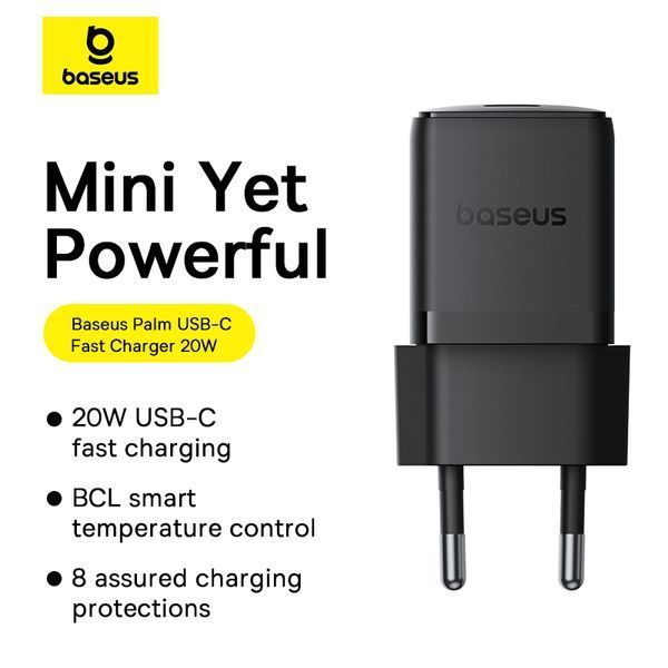 Мережевий зарядний пристрій Baseus Palm Fast Charger 1C 20W EU Cluster Black 803906603 фото