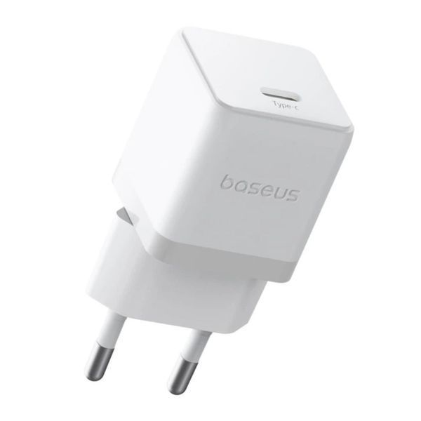 Сетевое зарядное устройство с кабелем Baseus Palm Fast Charger 1C 20W EU Moon White set USB-C to iP 20W 1m 115767885 фото