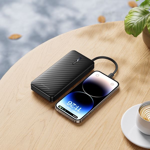 Зовнішній акумулятор BOROFONE BJ84 Smooth power bank with four cables(10000mAh) Black 384602844 фото