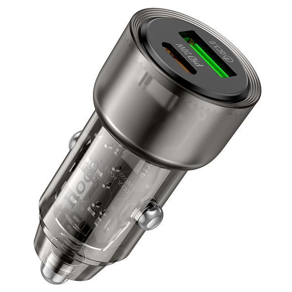 Автомобільний зарядний пристрій HOCO Z52 Spacious PD38W (1C1A) car charger Transparent Black 147044732 фото