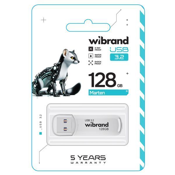 Флеш-накопитель Wibrand USB 3.2 Gen1 Marten 128GB White 764049823 фото