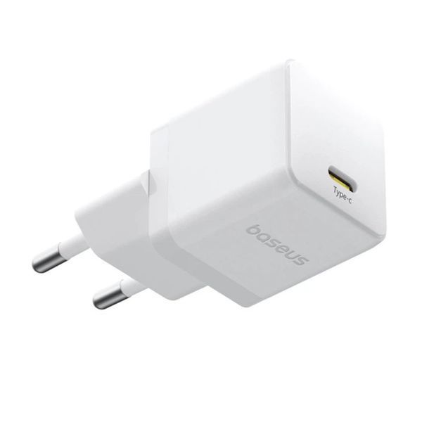 Сетевое зарядное устройство с кабелем Baseus Palm Fast Charger 1C 20W EU Moon White set USB-C to iP 20W 1m 115767885 фото