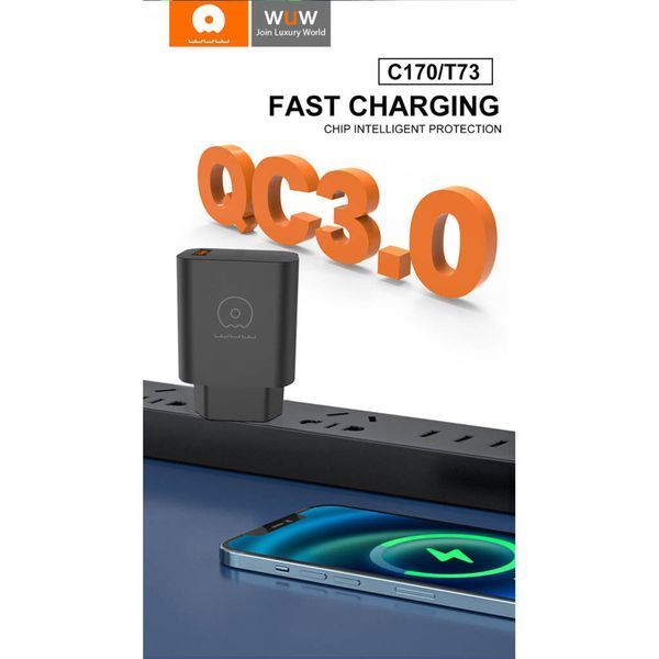 Мережевий зарядний пристрій WUW-C170 QC 3.0 single USB charger 18W 271004282 фото