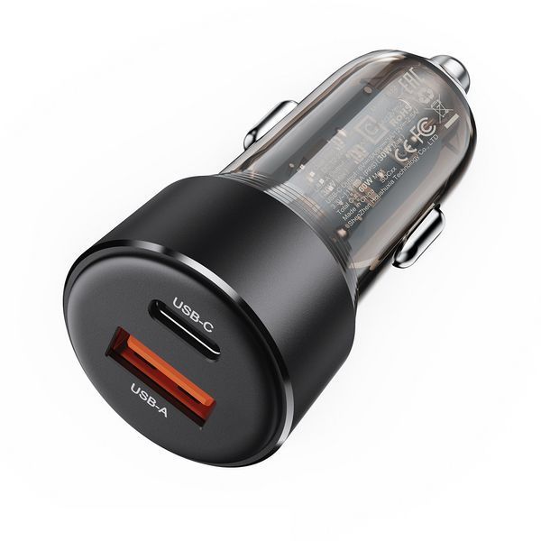 Автомобільний зарядний пристрій ACEFAST B12 60W (USB-A+USB-C) dual-port car charger Black 220605752 фото