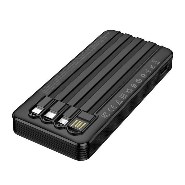 Зовнішній акумулятор BOROFONE BJ84 Smooth power bank with four cables(10000mAh) Black 384602844 фото