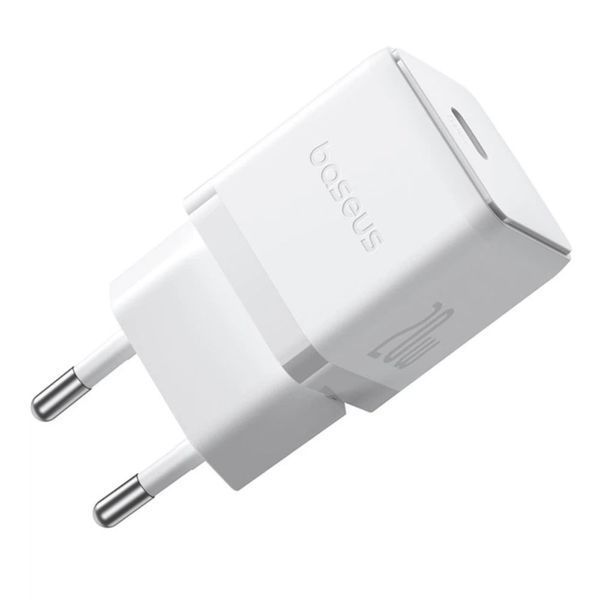 Сетевое зарядное устройство с кабелем Baseus Palm Fast Charger 1C 20W EU Moon White set USB-C to iP 20W 1m 115767885 фото