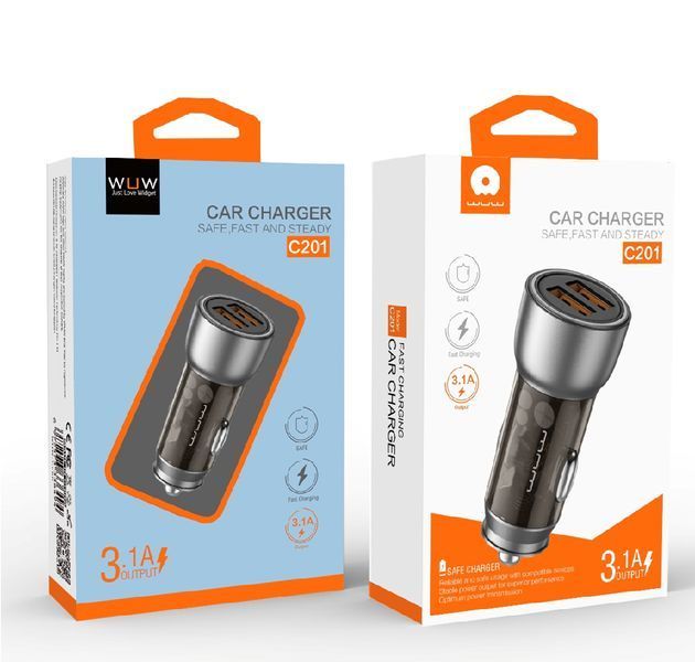 Автомобільний зарядний пристрій WUW-C201 2USB 3.1A black 707209332 фото