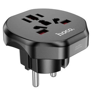 Мережевий адаптер HOCO AC6 Unimpeded universal conversion plug Black 114210420 фото
