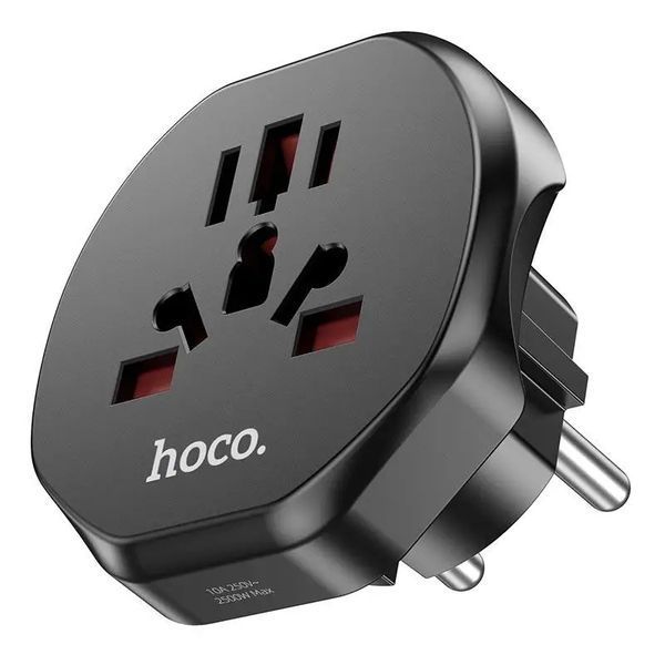 Сетевой адаптер HOCO AC6 Unimpeded universal conversion plug Black 114210420 фото