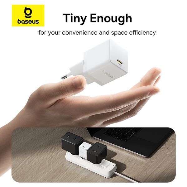 Сетевое зарядное устройство Baseus Palm Fast Charger 1C 20W EU Moon White 304469202 фото