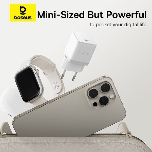 Сетевое зарядное устройство Baseus Palm Fast Charger 1C 20W EU Moon White 304469202 фото
