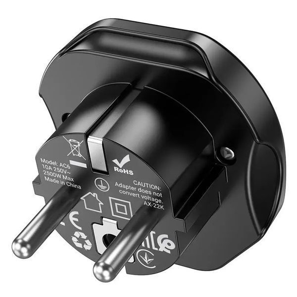 Сетевой адаптер HOCO AC6 Unimpeded universal conversion plug Black 114210420 фото