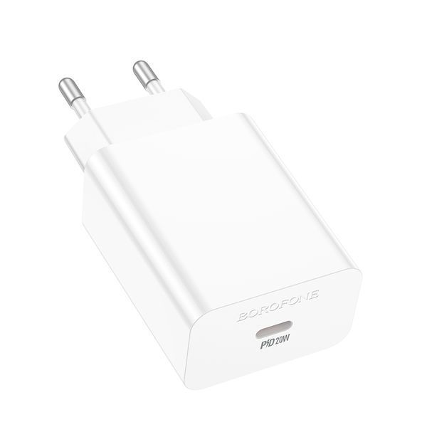 Мережевий зарядний пристрій BOROFONE BA21A Pro Long journey single port PD20W charger White 262286825 фото