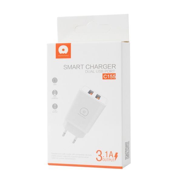 Мережевий зарядний пристрій WUW-C155 2USB 3.1A white 102672294 фото