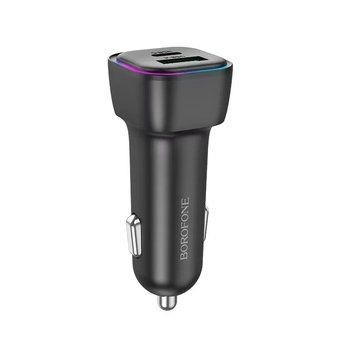 Автомобільний зарядний пристрій BOROFONE BZ28A Trophie PD30W+QC3.0 car charger Black 647768040 фото