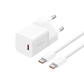Сетевое зарядное устройство с кабелем Baseus GaN5 Fast Charger(mini) 1C 30W EU Moon White(With: Fast Charging Data Cable Type-C) 590239965 фото