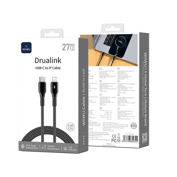 Кабель WIWU 27W Duralink Series Nylon Braided Cable Wi-C076 C-L 1M 970885713 фото