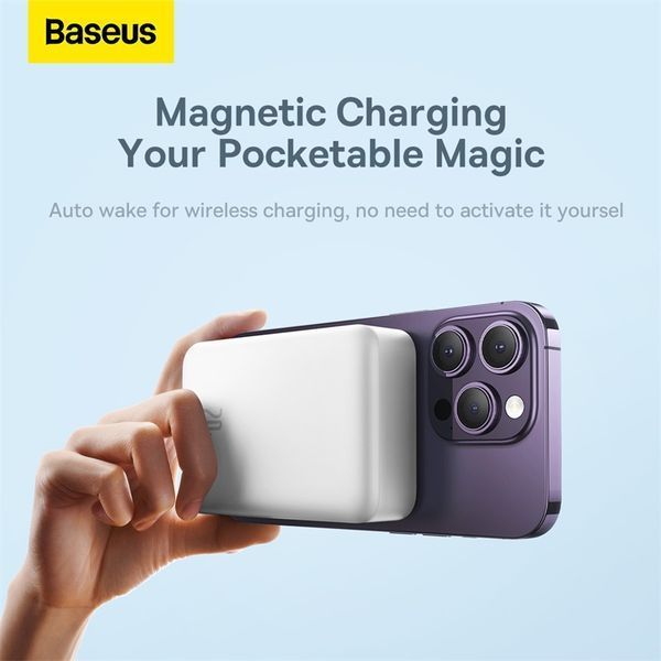 Зовнішній акумулятор Baseus Magnetic Mini Wireless Fast Charge Power Bank 20000mAh 20W White 110924430 фото