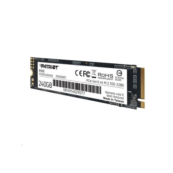Накопичувач SSD M.2 Patriot P310 240GB NVMe 2280 PCIe 3.0 3D TLC 258849996 фото