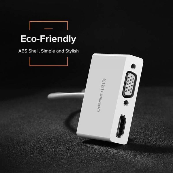 USB-хаб UGREEN USB Type C to HDMI + VGA Converter (White) 348940558 фото