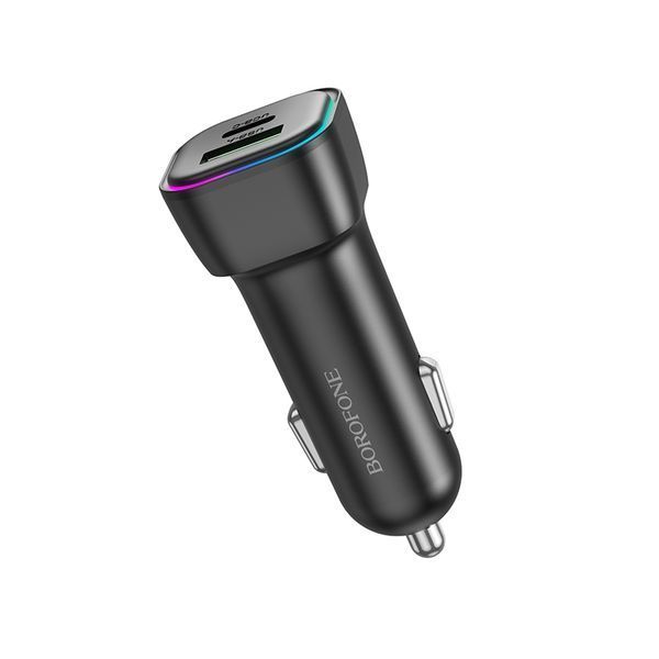 Автомобільний зарядний пристрій BOROFONE BZ28A Trophie PD30W+QC3.0 car charger Black 647768040 фото