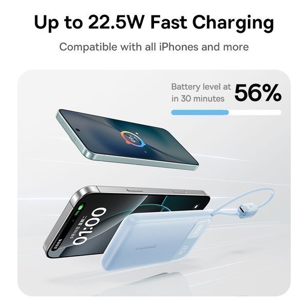Зовнішній акумулятор Baseus EnerFill FC11 Digital Display Power Bank with Dual Built-in Cables 10000mAh 22.5W Cosmic Black 985607145 фото