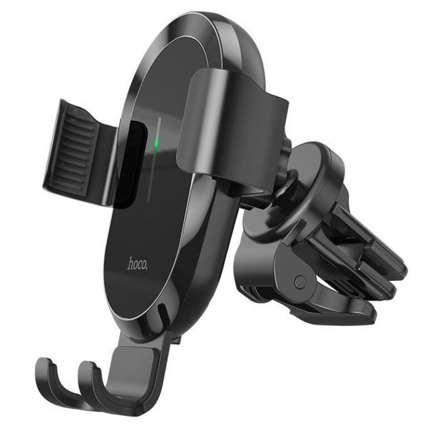 Автодержатель для телефона с БЗУ HOCO CA105 Guide three-axis linkage wireless charging car holder Black 573173683 фото