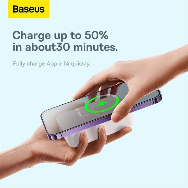 Зовнішній акумулятор Baseus Magnetic Mini Wireless Fast Charge Power Bank 20000mAh 20W White 110924430 фото