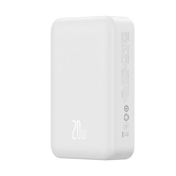 Зовнішній акумулятор Baseus Magnetic Mini Wireless Fast Charge Power Bank 20000mAh 20W White 110924430 фото