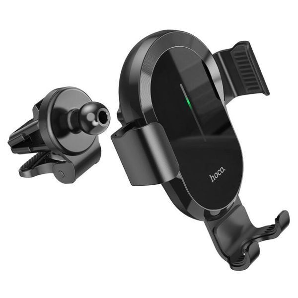Автодержатель для телефона с БЗУ HOCO CA105 Guide three-axis linkage wireless charging car holder Black 573173683 фото