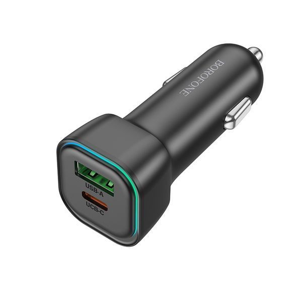 Автомобільний зарядний пристрій BOROFONE BZ28A Trophie PD30W+QC3.0 car charger Black 647768040 фото