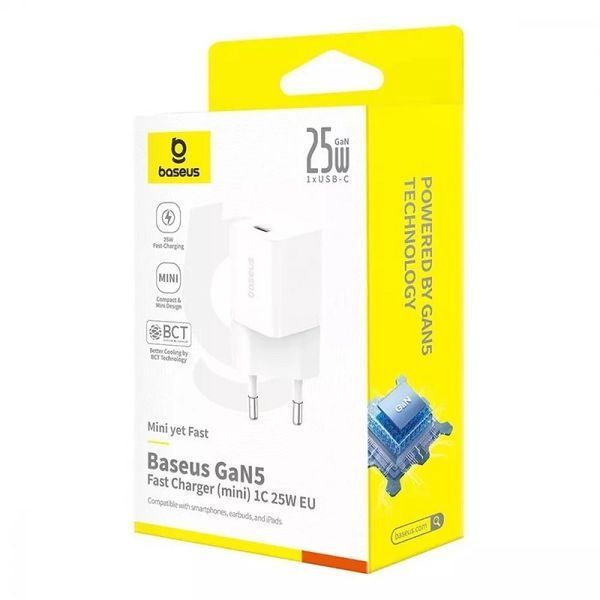 Мережевий зарядний пристрій Baseus GaN5 Fast Charger (mini) 1C 25W EU Moon White 950509056 фото
